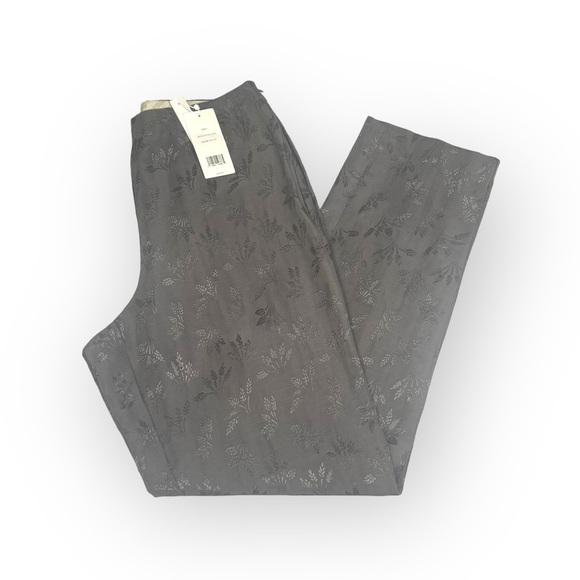 new Vince ⚘ Floral Embroidered Shimmery Silk Duponi Pant Pants ⚘ Gunmetal ⚘ Sml - Picture 14 of 16